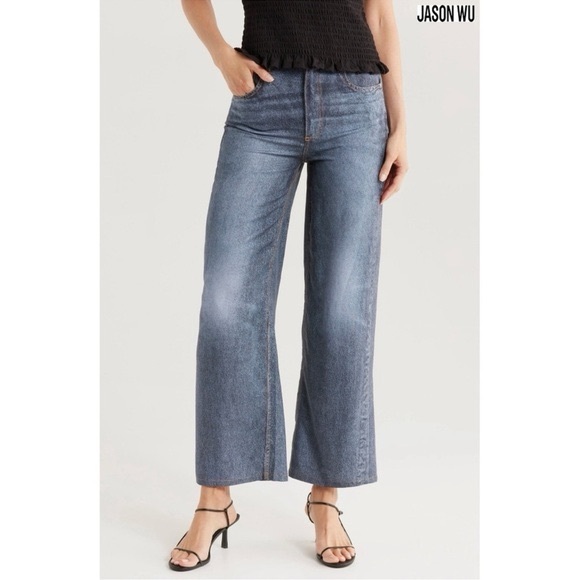 Jason Wu Wide Leg Sweatpant Lyocell Lightweight Jeans in Faded Raw Denim Size 4